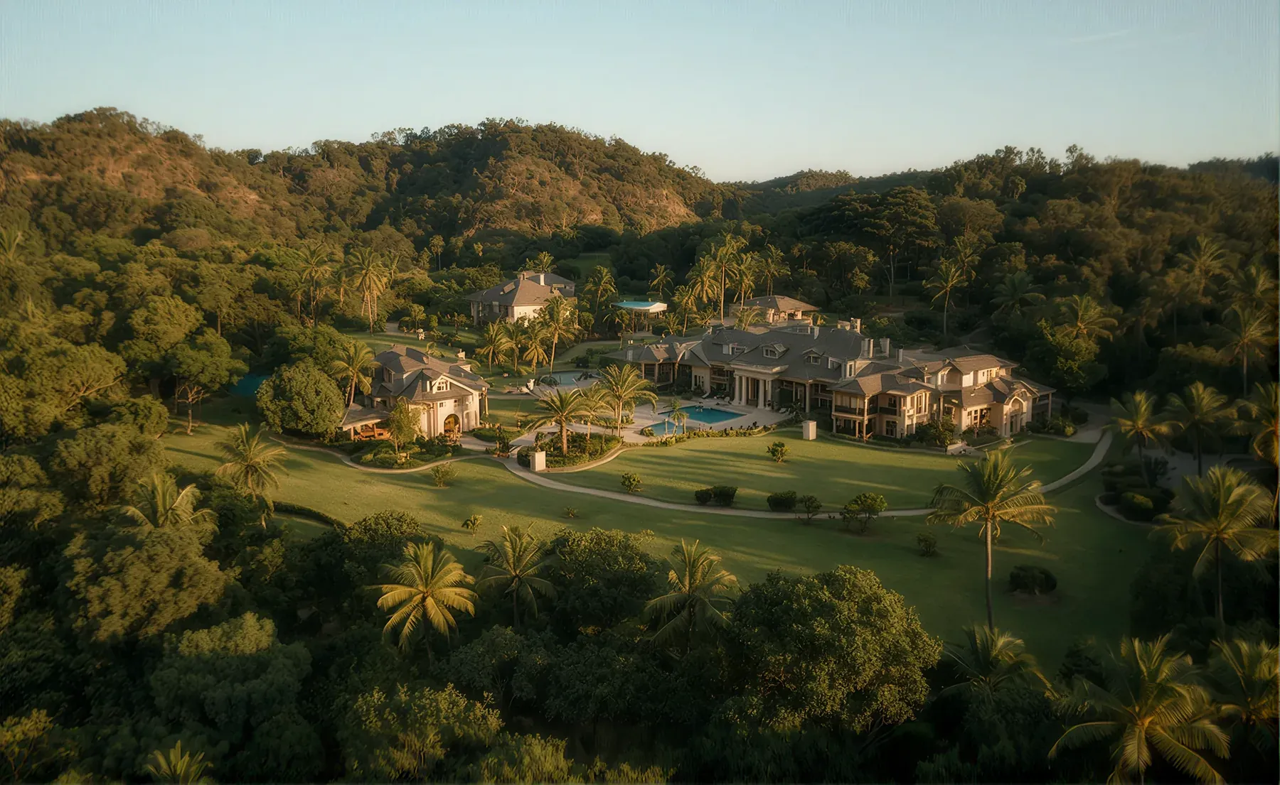 Aerial of the estate in forest